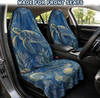 Car Seat Towel Cover 2 Pack for Front Seats, Sweat Absorbent Car Seat Protector with Non-Slip Backing, Waterproof Towel Car Seat Covers for Runners, Gym, Swimming, Beach, Vintage Sea Turtle