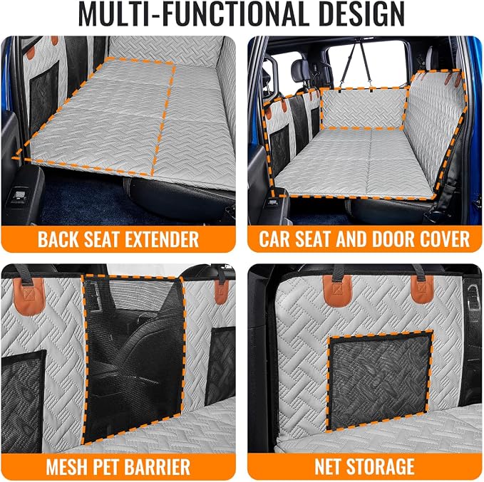 MAXFUT Dog Back Seat Extender for Truck,Dog Seat Cover Back Seat,Dogs Hammock,Hard Bottom Backseat Extender for Pet,Pet Seat Cover for F150/RAM1500/Silverado