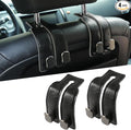 KINIVA Car Seat Headrest Storage Hooks, Set of 2, Suede PU Leather, Double Hooks (06-Black)