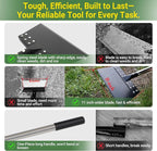 63 Inch One-Piece Handle Weed Scraper Garden Flat Shovel Floor Scraper Long Handle Heavy Duty Multi Weeding Shovel with 11 Inch Spring Steel Blade for Ice, Weed, Dirty, Moss, Lawn Edging