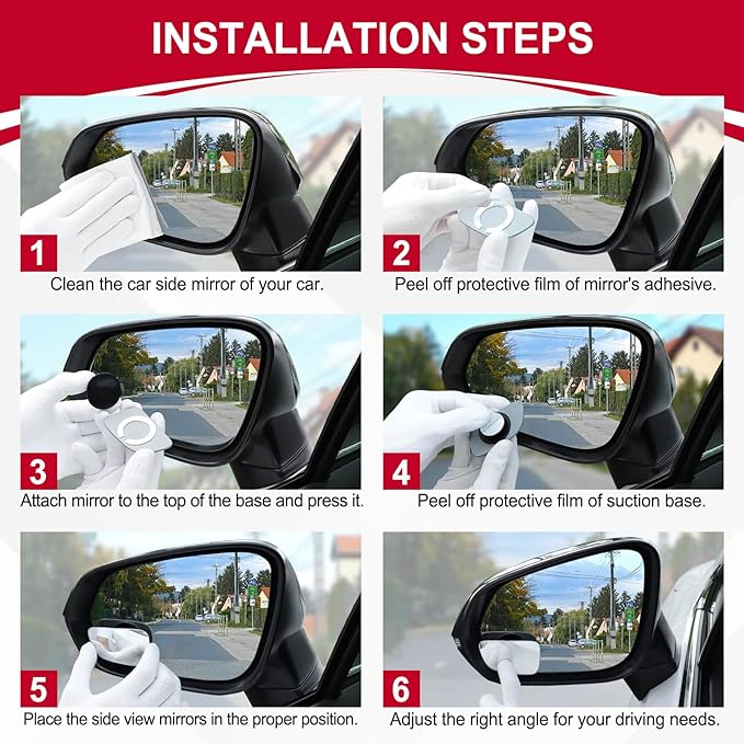 Blind Spot Car Mirror, HD Glass Frameless Convex Side Mirror Blindspot, Wide Angle Rear View Mirrors for SUVs, Trucks and RVs - Car Accessories