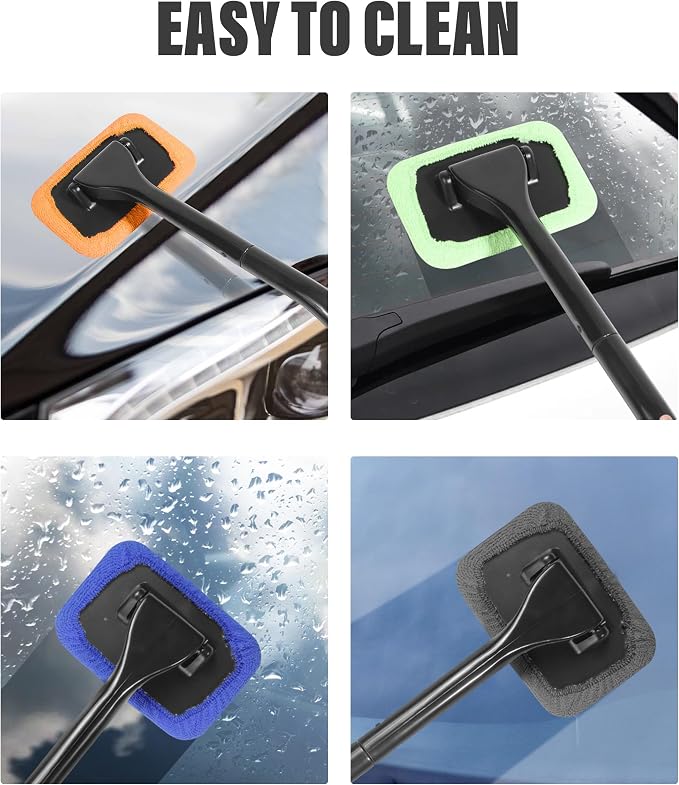 Windshield Cleaning Tool,Car Cleaning Window Tool,Car Window Cleaner Tool,Car Accessories Car Window Cleaner with Unbreakable Extendable Handle and Microfiber Cloth for Auto Glass Wiper Car