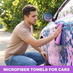 20 Pcs Microfiber Car Drying Towels Microfiber Cleaning Cloth 800 GSM Thick Plush Cleaning Dusting Cloth Auto Detailing Absorbent Towels Rags for Car Household Kitchen Window(Grey and Purple)
