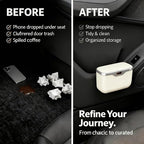 Car Trash Can with Lid - Leakproof Mini Garbage Bin for Door or Seatback,Premium ABS Auto Organizer,Space-Saving Car Garbage Can for Commuters,Families and Pet Owners,Fit for SUV,Sedan,Truck (Beige)