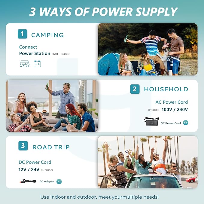 12 Volt Refrigerator, 26QT(25L) Compressor Electric Cooler APP Control, Car Fridge -4℉~68℉, Portable Refrigerator 12/24V DC 100-240V AC, Portable Freezer for Camping, Travel, Boat
