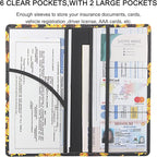 Premium Car Registration & Insurance Card Holder with Magnetic Shut, Vehicle Glove Box Car Organizer - For Documents, Cards, License (Sunflower B)