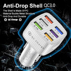 Car Charger Adapter, 6 USB Multi Port, Fast Charger, Include QC 3.0 and 5 Other Ports, Car Interior Accessories, Fit for iPhone 13/12/11/pro, Samsung Galaxy/Note S10/S9/S8 - White（2PCS）