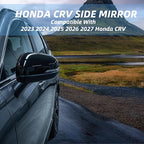 Left Driver Side Mirror Compatible With 2023 2024 2025 2026 2027 Honda CRV With Power Glass Heated Turn Signal Light Blind Spot Light Manual Folding 8-Pins Black
