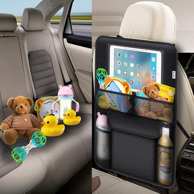 Kick Mats Back Seat Protector, Waterproof Oxford Seat Back Protector, Car Seat Back Protector for Kids, Back of Seat Protector for Kids Feet Car Seat (Black C -2pc)