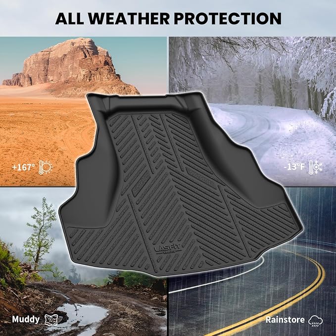 Cargo Mat for Honda Accord 2008-2012, All Weather TPE Custom Fit Pet Friendly Easy Clean Trunk Mat Cargo Liner Accessories, Black
