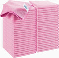 Pink Microfiber Cleaning Cloth, 50 Pack Cleaning Towels for Kitchen, Lint Free, Scratch-Free, Highly Absorbent, and Reusable Cleaning Rags for House, Window and Glass, Cars, 11.5 X11.5 inch