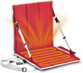 Heated Stadium Seat, Foldable, Lightweight with Carrying Strap, Foam Cushion for Comfort, Adjustable, Back Support, Multi-Functional Use As Stadium Seat or Seat Pad, Red/White