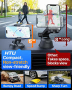 HTU [2026 Latest Upgrade Military-Grade Anti-Shake Car Phone Holder, 90+LBS Strong Suction Car Phone Mount, 360° Rotatable Mount for Dashboard Windshield Vent, for iPhone 17/16 Pro Max, Deep Gray