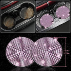 27-Piece Bling Car Accessories Set - Universal Fit Steering Wheel Covers, License Plate Frames, Phone Holder, Car Fast Charger, Coasters (Pink)