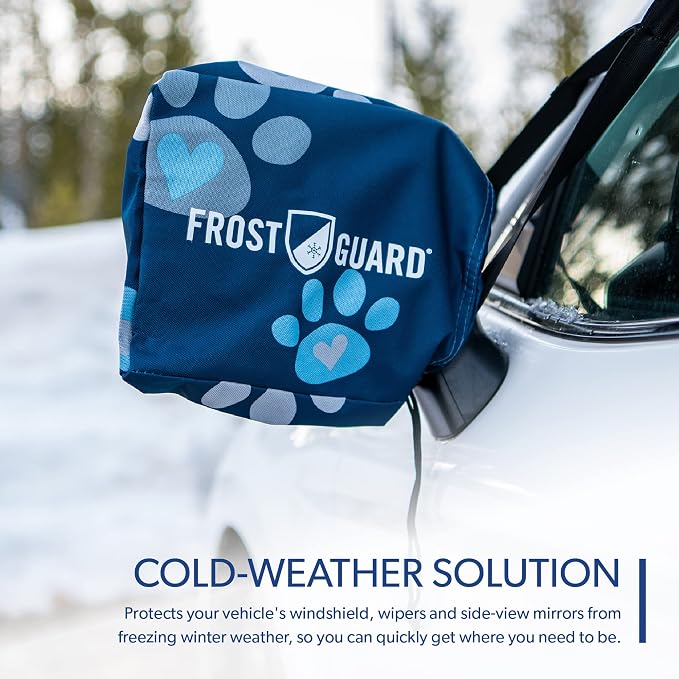 Vortex | Full-Coverage Car Windshield Cover for Ice and Snow, Standard Size (Puppy Paws) - Wiper Blade + Side Mirror Covers - Fit-Fast Straps, Security Panels + Storage Pouch - 59x41 Inches