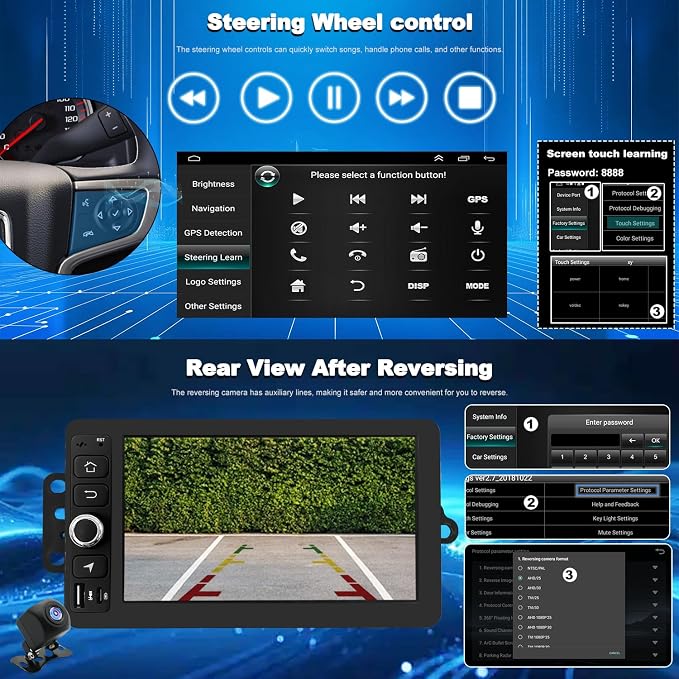 Android Radio for Chevrolet Chevy Silverado 2003 2004 2005 2006, Hummer H2 2003-2007, Tahoe GMC Sierra Yukon 2003-2006, 7" IPS Car Stereo with Backup Camera, Apple CarPlay & Android Auto GPS FM WiFi