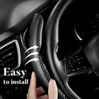 Carbon Fiber Steering Wheel Cover, Snap on Car Steering Wheel Cover Set Accessories 3pcs Wrap Grip Non Slip Protector Universal Matte Black
