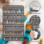 Toy Cars Wheels Storage Holder Matchbox Cars Organizer Dual Sided Hanging Toy Cars Display Case with 84 Clear Pockets (Dual Sides-Grey)