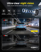 Dash Cam Front and Rear: 4K+2.5K Dashcam with 5G WiFi APP Control & 64GB Card - Dual Dash Camera for Cars with 24H Parking Mode Night Vision Loop Recording Emergency Lock (V3)