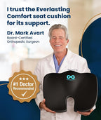 Doctor Recommended Memory Foam Seat Cushion for Office Chairs & Car - Ergonomic Office Desk Accessories - Cushions for Tailbone Pain Relief, Sciatica (Black, X-Large)