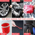 Car Wash Kit with Foam Gun, Car Cleaning, Car Wash Detailing Kit | Car Washing Kit High-Pressure Foam Spray Microfiber Collapsible Bucket Cleaning Detailing Brush Ideal for Home Car Detailing