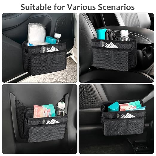 Collapsible Car Trash Can, Vehicle Garbage Organizer Holder Bin with One Roll Trash Bag, Waterproof Hanging Mini Auto Dustbin Accessories Storage Container for Vans, SUVs