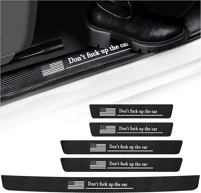 5PCS Car Door Sill Protector,Carbon Fiber Sport Threshold/Rear Bumper Guard Anti-Scratch Sticker Door Edge Protection Decorate,Interior Accessories Self-Adhesive Anti-Scratch Waterpoor (US Flag-5Pcs)