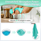 Turquoise Microfiber Cleaning Cloth -Pack of 8, Highly Absorbent Cleaning Rags, 16"X12" All Purpose Cleaning Towels for Housekeeping, Kitchen, Car, Lint Free and Reusable Microfiber Towels