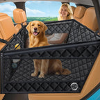 Hard Bottom Dog Car Seat for Pets Waterproof Seat Cover Hammock with 3-Sided Hard Boards 600D Heavy Duty Scratch Proof Nonslip Durable Back Seat Covers for Cars, Trucks and SUVs