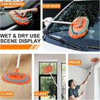 62" Car Wash Brush Kit Mitt Mop Sponge with Long Handle Chenille Microfiber Car Cleaning Brush Kit Supplies Car Washing Mop Kit Car Care Kit of Scratch-Free Replacement Head for Car RV Truck