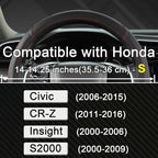 Customized Auto Car Steering Wheel Cover for Honda Civic, CR-Z, Insight, S2000, 14-14.25inch(Black+Red-Small Size)