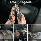 2PCS Car Seat Back Storage Headrest Hooks, Cute Dogs Puppy Purse Holder Bags Hanger, PU Leather Double Metal Hook for Backseat Organizer, Women Car Accessories Organization