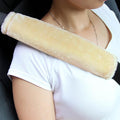Soft Faux Fur Universal Fit Seatbelt Cover Car Truck SUV Airplane Seat Belt Shoulder Pad for Carmera Backpack Straps Neck Cushion Protector 2 Pack 10.5in Beige