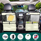 Light Yellow Seat Back Protector Car Kick Mats with Pockets Protector, 2 Pack Car Seat Protector for Child Car Seat