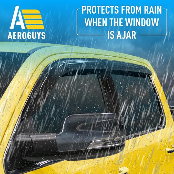 Extra Durable Window Deflectors Tape-On Window Visors Rain Guards Fit for Dodge Ram 1500 (New Body Style) 2019-2026 Crew Cab, Sun Visors, Wind Vent for Shades, Exterior Car Accessories - 4pcs. AG0717