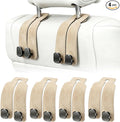 Amelity Car Headrest Hooks, Purse Hook for Vehicle 4 Pack Beige | Universal Car Interior Accessories for Women, Available in 2/4 Pack, Storage Hanger Holds Purses, Backpacks, Grocery Bags