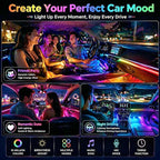 RGB-IC Car LED Interior Strip Lights with Remote Control, Dream Color APP Control Car Inside Ambient Lighting, Multicolor USB Footwell Under Dash Neon Light Kits for Cars,SUVs,ATV,Truck, DC5V