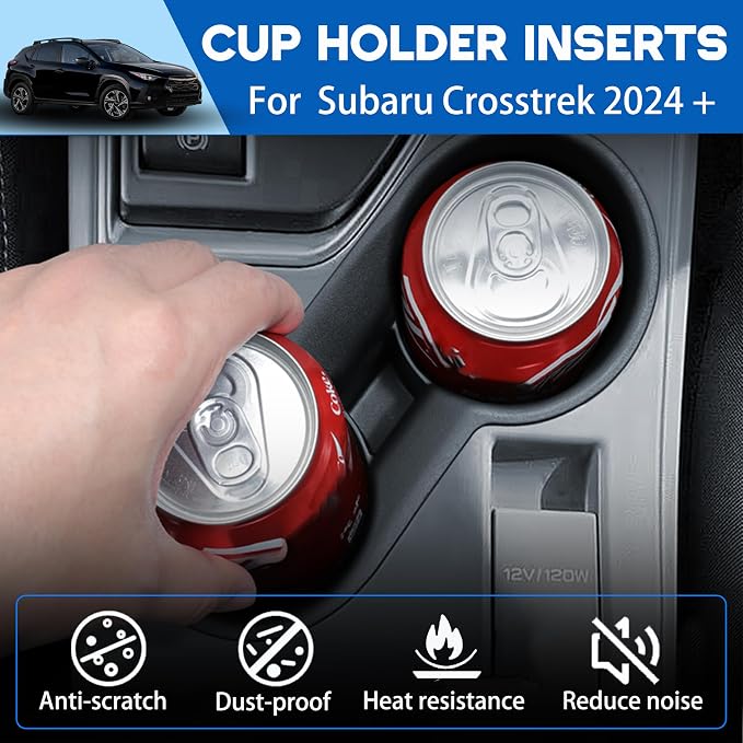 Cup Holder for Crosstrek 2024 2025 2026 Accessories Center Console Front Cup Holder Inserts TPE Durable Drink Holder Organizer for Crosstrek Black