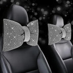 4 PCS Bling Car Pillows,Rhinestones Bowknot Car Headrest Pillow,Car Neck Pillow for Driver Relax Necksupport,Sleeping Travel Support Neck Pillow,Shiny Diamond Interior Accessories for Women,White
