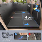 Back Seat Extender for Dogs-Large Space, Hard Bottom PU Leather Dog Car Seat Cover for Back Seat 420lb, Anti-Scratch Backseat Extender for Dogs,Waterproof Dog Hammock for Car, SUV, Truck