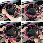 Watercolor Pink Leopard Car Steering Wheel Cover, Non-Slip Absorbing Sweat Car Wheel Cover Accessories for Men Women,Universal 15" Fit Auto SUV Vans Trucks
