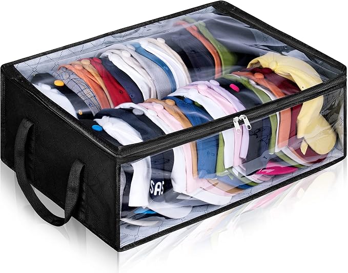 Wide Hat Storage for Baseball Caps, Large Capacity Hat Organizer for Closet Cap Holder Holds up to 40 Snapbacks, Black