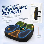 Car Seat Cushion and Lumbar Back Support Pillow Set for Driving | Memory Foam Car Seat Cushions, Back Support for Car, Car Cushion for Height, Pressure Relief for Trucks, Office Chairs, Black