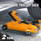 DNA Motoring Low Profile Hydraulic Trolley Service/Floor Jack, 2 Ton (4000 lbs) Capacity, Lifting Range 5.1"-13", Orange, TOOLS-00474-OG