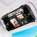 Car Sun Visor Organizer, Multi-Pocket Auto Interior Storage Pouch with Secure Metal Clip Hook and Loop Straps, PU Leather Visor Case for Sunglasses, Cards, Photos, Pen, Universal Fits (Black)