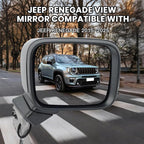 Right Passenger Side Mirror Compatible with Jeep Renegade 2015-2025 Temperature Sensor Heated Manual Folding Power Glass Paintable Black (5+2 Pins)