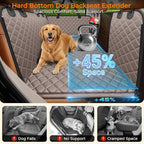 XL Dog Backseat Extender for Full-Size Crew Cab Truck, Hard Bottom Dog Car Seat Cover for Back Seat Holds 400lbs, Waterproof Dog Hammock Pet Rear Seat Protector Travel Bed for F150 / Silverado