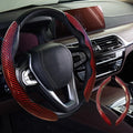 2pcs Car Steering Wheel Cover,Anti-Skid Carbon Fiber Steering Wheel Protector for Men Women,Multiple Color Options,Universal for Most Car Interiors Accessories (Bright Red)