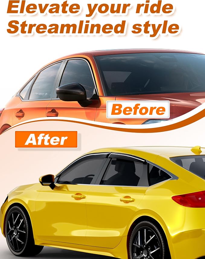 Extra-Thick Window Rain Guards Fit for Honda Civic Hatchback 2022-2026 Rain Guard HB LX Sport Touring EX-L Window Deflectors Side Window Visors Vent Shades Tape-on Vent Visors