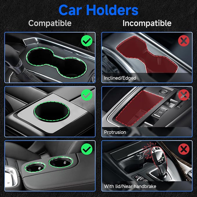 Car Cup Holder Expander, 2 in 1 Cup Holder Adapter Extender for Car with Expandable Insert, Fits Yeti, Hydroflask and Other Large Water Bottles & Mugs in 2.2"-4.6" (10-46oz)